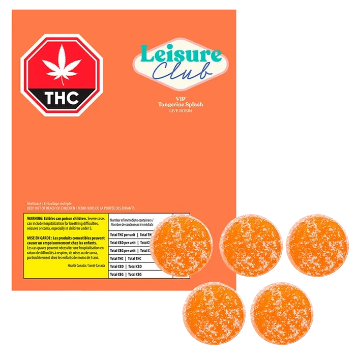 Leisure Club 10 pack Tangerine Splash Live Rosin Gummies Edibles