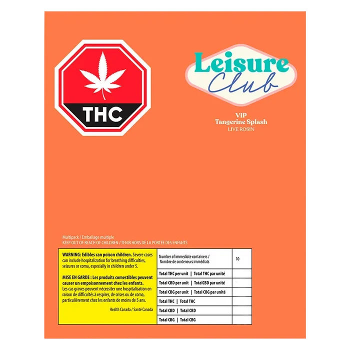Leisure Club 10 pack Tangerine Splash Live Rosin Gummies Edibles