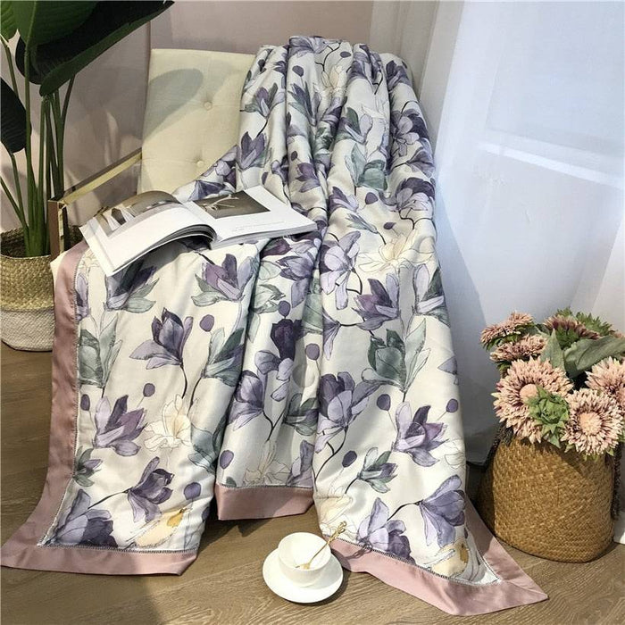 Tencel Silk Throw Blanket Quilt Comforter Pillowcase Bedding Set: Luxurious Bedding Collection