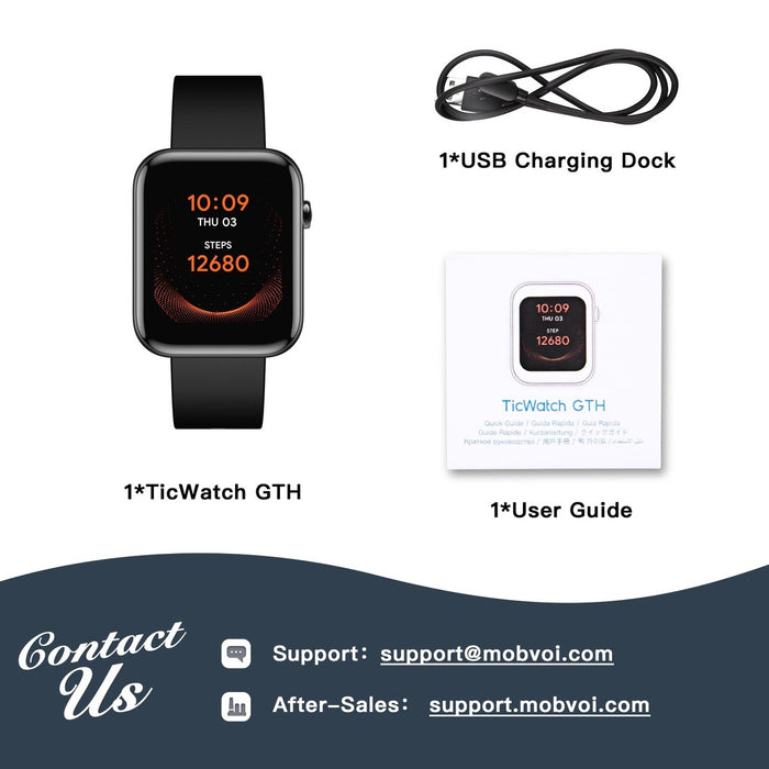 Ticwatch GTH Sports Smartwatch with Fitness, Oxygen, and Sleep Tracking Features