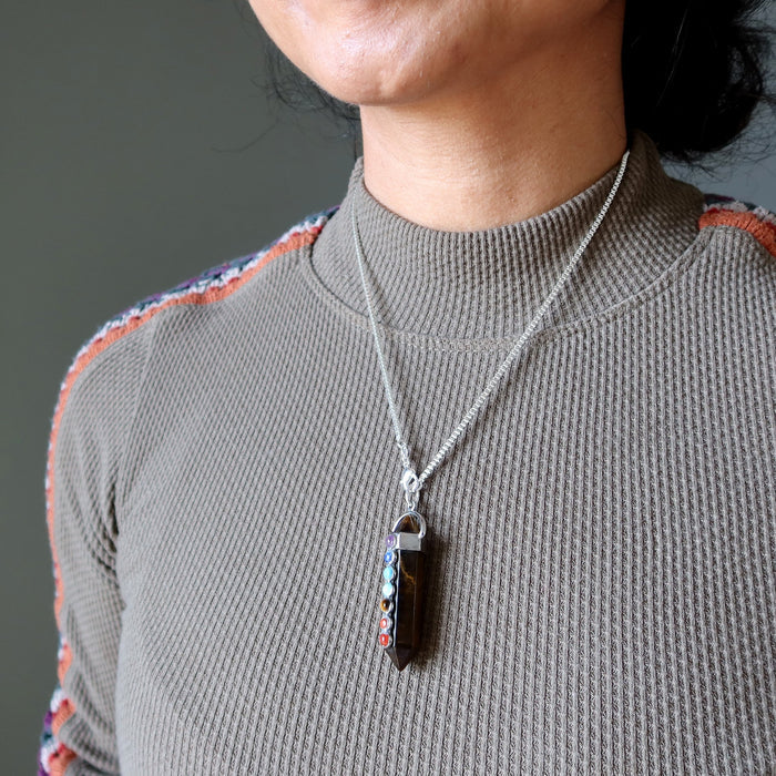tigers eye chakra necklace pendulum