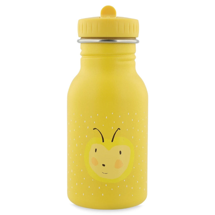 Gelbe Trixie Trinkflasche Frau Hummel 350 ml aus Edelstahl – Kinderflasche mit Hummelmotiv und leicht bedienbarem Verschluss