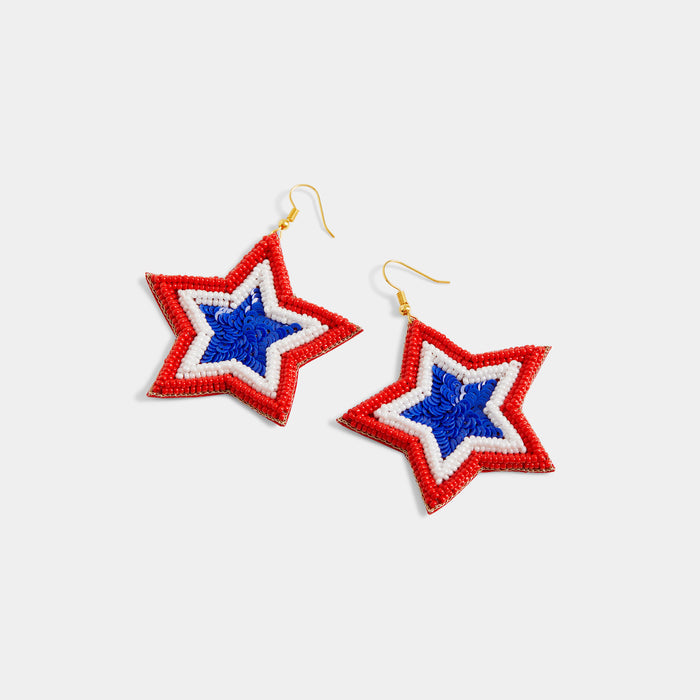 True American Star Dangle Earrings - Red/White/Blue
