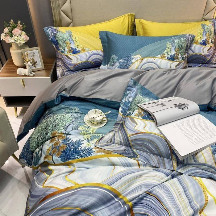 Vibrant Abstract Egyptian Cotton Bedding Set - Ultra Soft & Colorful Duvet Cover Sheet Pillowcase