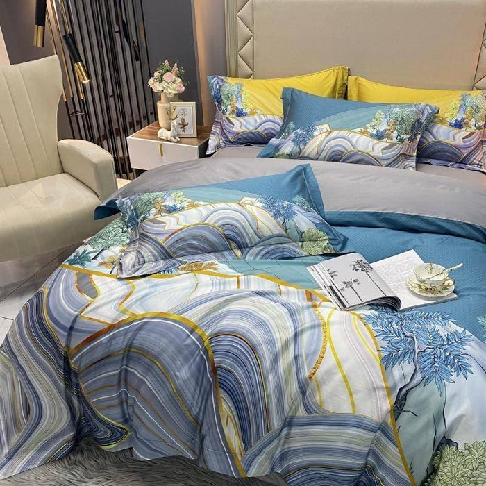 Vibrant Abstract Egyptian Cotton Bedding Set - Ultra Soft & Colorful Duvet Cover Sheet Pillowcase