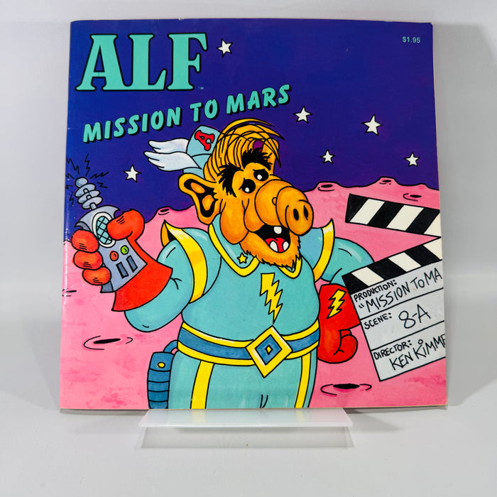Vintage 1987 ALF Mission to Mars children’s picture book with bright purple and pink cover, full-color illustrations,