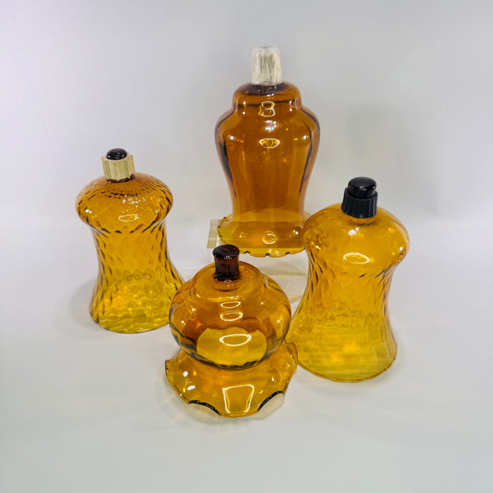 Vintage Amber Glass Peg Votive Cups Bundle Homco Style Sconce Candle Inserts Set of 4