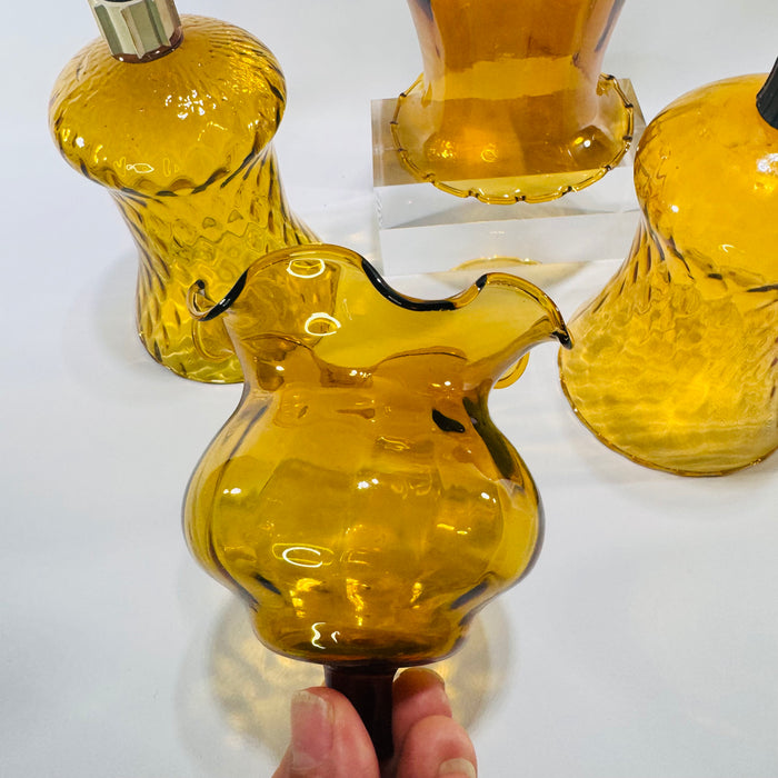 Vintage Amber Glass Peg Votive Cups Bundle Homco Style Sconce Candle Inserts Set of 4