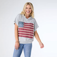 Vintage America Hooded Top - Mid-Heather Grey