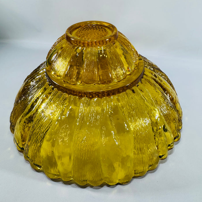 Vintage Anchor Hocking Amber Sunflower Bowls Honey Gold Glass Set