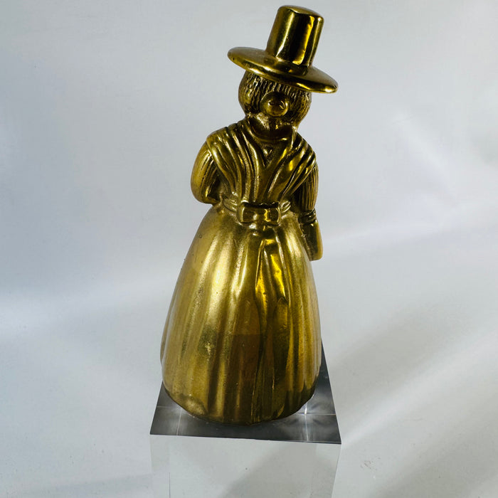 Vintage Brass Welsh Lady Bell 4 Inch Figural Table Bell Traditional Costume