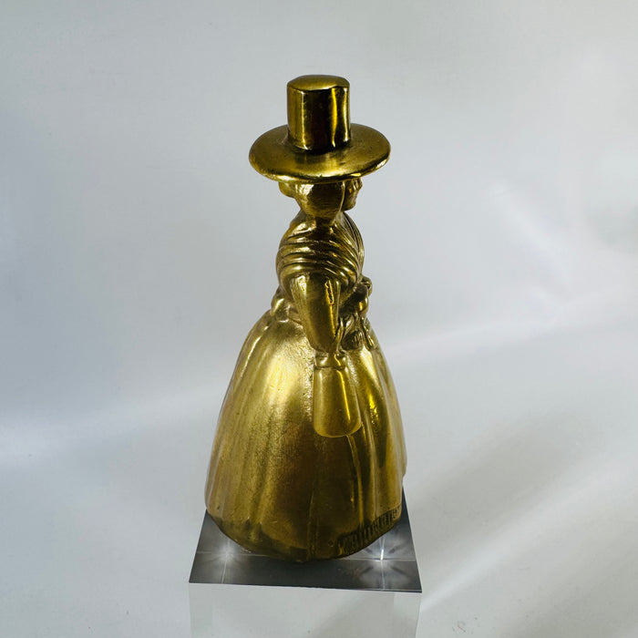 Vintage Brass Welsh Lady Bell 4 Inch Figural Table Bell Traditional Costume