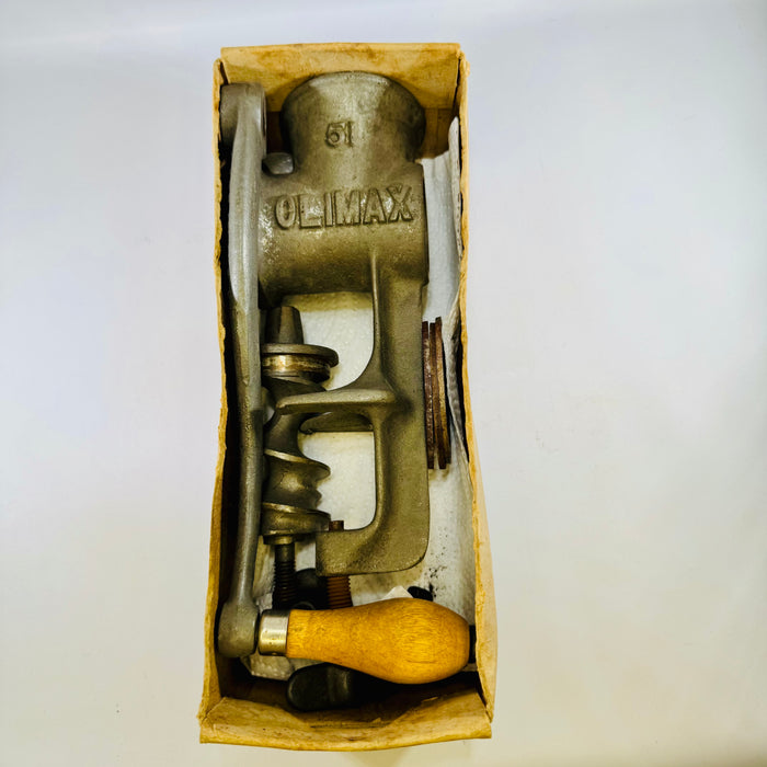 Vintage Climax No. 51 Meat Grinder with Original Box — Cast Iron Hand Crank