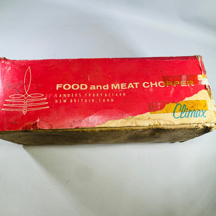 Vintage Climax No. 51 Meat Grinder with Original Box — Cast Iron Hand Crank