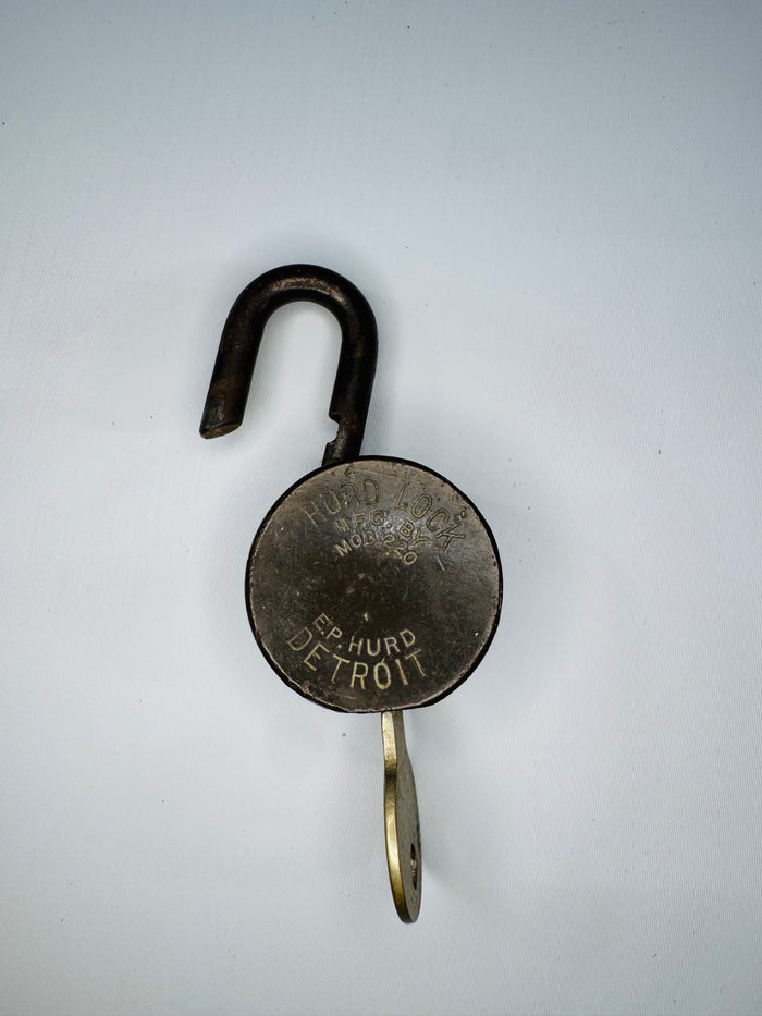 Vintage E.P. Hurd Detroit Model 220 Brass Padlock with Key