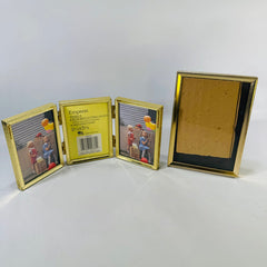 Vintage Gold Picture Frame Bundle, Empress Triple Folding Wallet Photo Frame and Single Tabletop Frame
