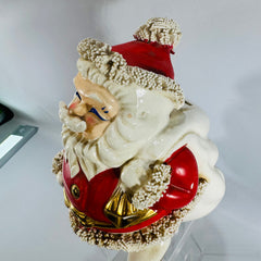 Vintage Japanese Spaghetti Santa Bank 1950s 1960s Ceramic Christmas Figurine