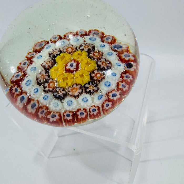 Vintage Murano Millefiori Glass Paperweight | Italian Floral Cane Art Glass