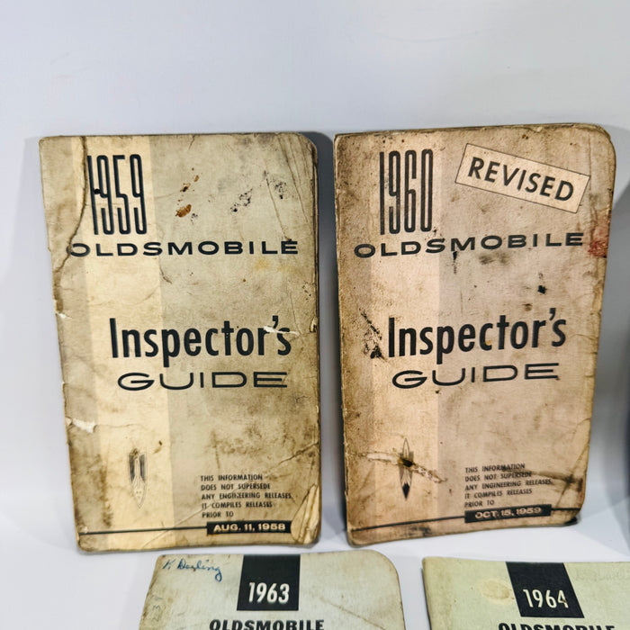 Vintage Oldsmobile Inspector’s Guide Lot (1959–1969) — 12 Pocket Reference Manuals (Automotive Service Manuals) | F-85, 88, 98, All Series