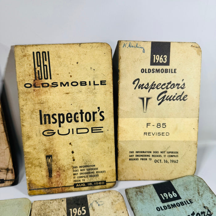 Vintage Oldsmobile Inspector’s Guide Lot (1959–1969) — 12 Pocket Reference Manuals (Automotive Service Manuals) | F-85, 88, 98, All Series