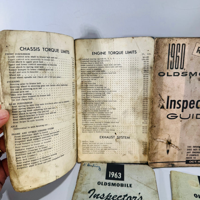 Vintage Oldsmobile Inspector’s Guide Lot (1959–1969) — 12 Pocket Reference Manuals (Automotive Service Manuals) | F-85, 88, 98, All Series