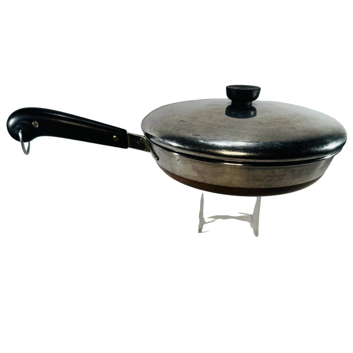 Vintage Revere Ware 10 Inch Skillet with Lid | Copper Clad Stainless Steel Pan