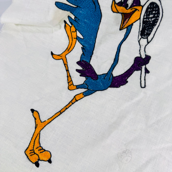 Vintage Road Runner Tennis Chenille Wall Hanging Looney Tunes Fabric Panel