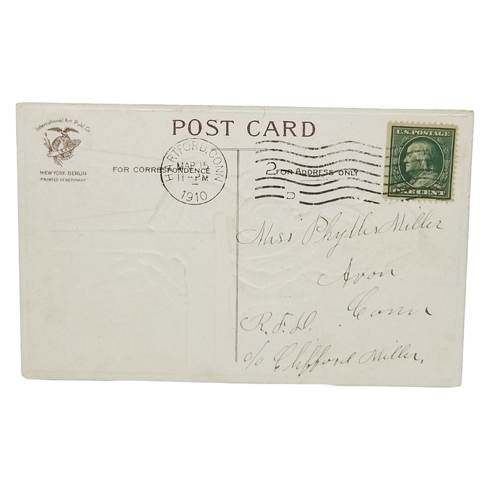 Vintage Saint Patrick's Day Postcard Clapsaddle Boy In Green w/Telephone Green Border