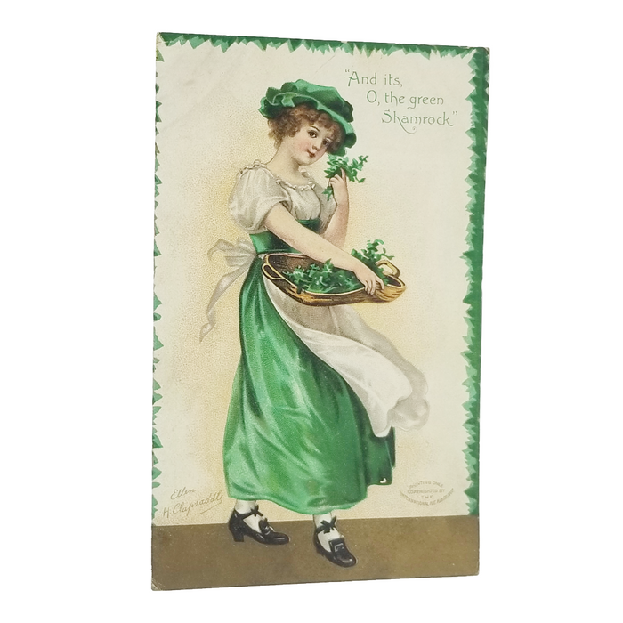 Vintage Saint Patrick's Day Postcard Dublin Castle In Shamrock Border