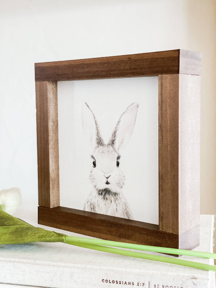 Watercolor Bunny | Spring Easter Wood Sign: 9x9"