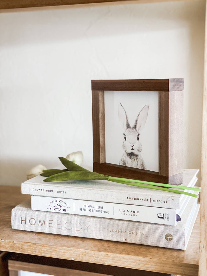 Watercolor Bunny | Spring Easter Wood Sign: 9x9"