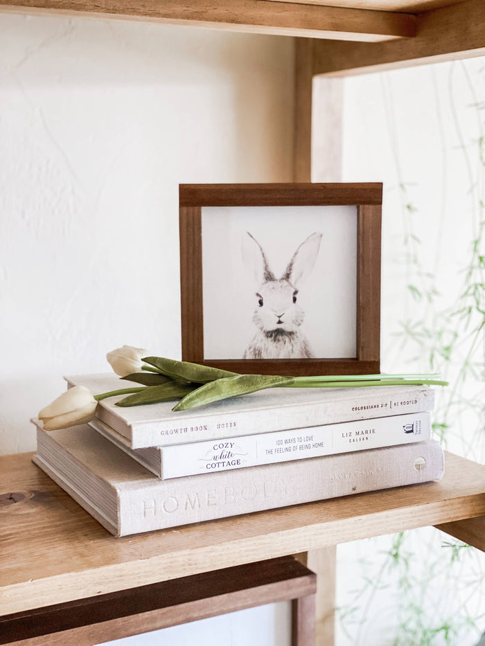Watercolor Bunny | Spring Easter Wood Sign: 9x9"