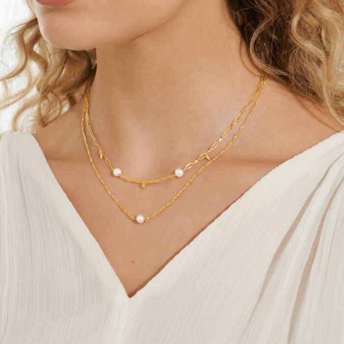 White Pearl Stacks Of Style Necklace Set