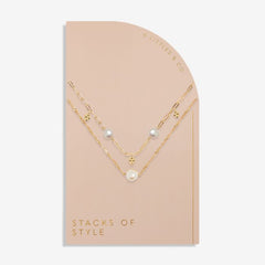 White Pearl Stacks Of Style Necklace Set