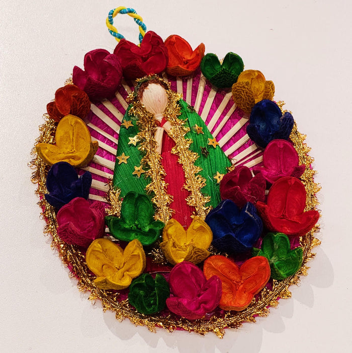Woven Corn Husk Virgen de Guadalupe