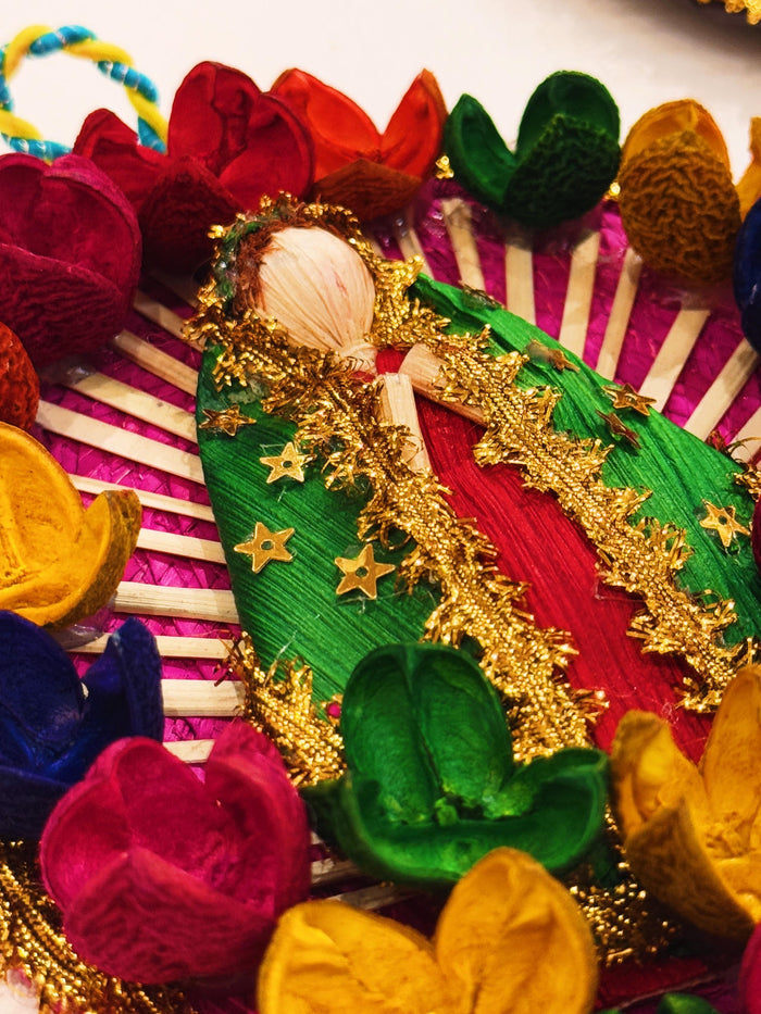 Woven Corn Husk Virgen de Guadalupe