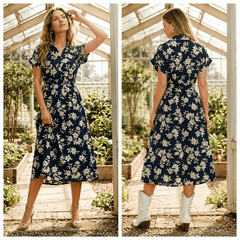 Woven Print Collared Dress - 260 Broadway Boutique