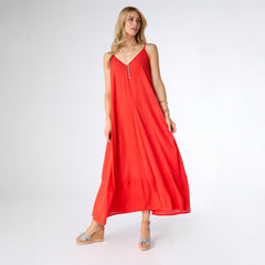 Zaria Dress with Pockets - Red
